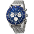Breitling Superocean Heritage B01 Chronograph 44 Blue Dial Silver Mesh Bracelet Watch for Men - AB0162161C1A1