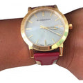 Burberry The City Gold Dial Orange Leather Strap Watch for Women - BU9017