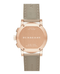 Burberry Chronograph Rose Gold Dial Beige Leather Strap Watch for Women - BU9704