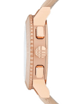 Burberry Chronograph Rose Gold Dial Beige Leather Strap Watch for Women - BU9704