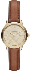 Burberry The Classic Champagne Gold Dial Brown Leather Strap Watch for Women - BU10101