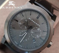 Burberry The City Black Dial Black Leather Strap Watch for Men - BU9364