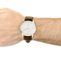 Hugo Boss Classic White Dial Brown Leather Strap Watch for Men - 1513486