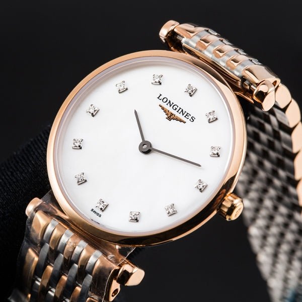 Longines La Grande Classique De Longines Diamonds Mother of Pearl Dial Two Tone Mesh Bracelet Watch for Women - L4.209.1.97.7
