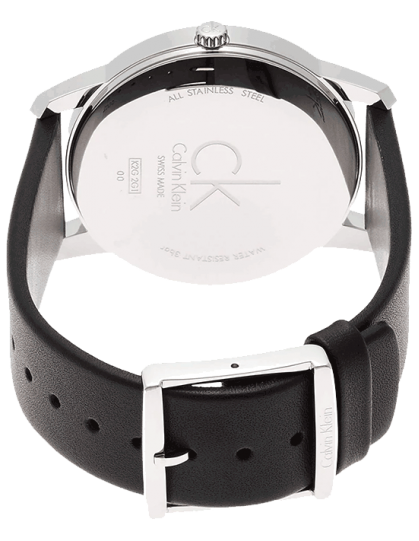 Calvin Klein City White Dial Black Leather Strap Watch for Men - K2G2G1CD