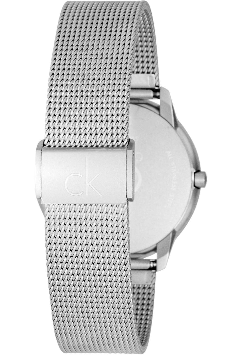 Calvin Klein Minimal Grey Dial Silver Mesh Bracelet Watch for Men - K3M22124