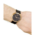 Calvin Klein Surround Black Dial Black Leather Strap Watch for Men - K3W216C1