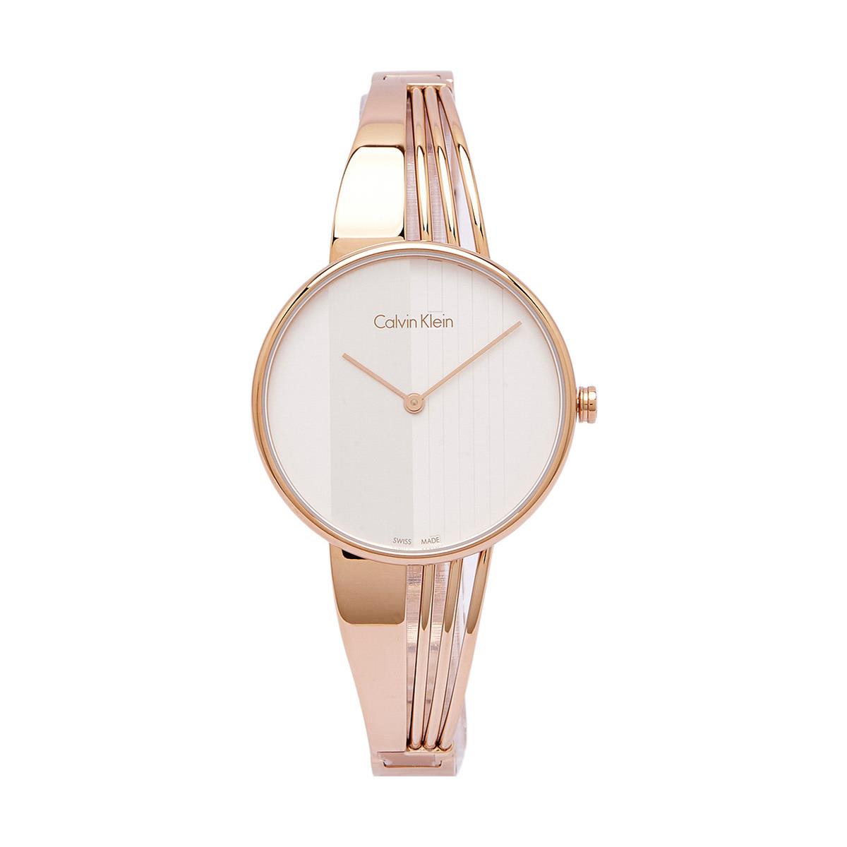 Calvin Klein Drift White Dial Rose Gold Steel Strap Watch for Women - K6S2N616