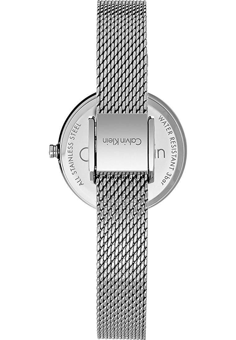 Calvin Klein Authentic Black Dial Silver Mesh Bracelet Watch for Women - K8G23121