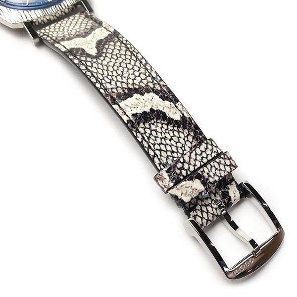 Gucci Grip Vintage Blue Dial Snakeskin Brown Leather Strap Watch for Women - YA152401
