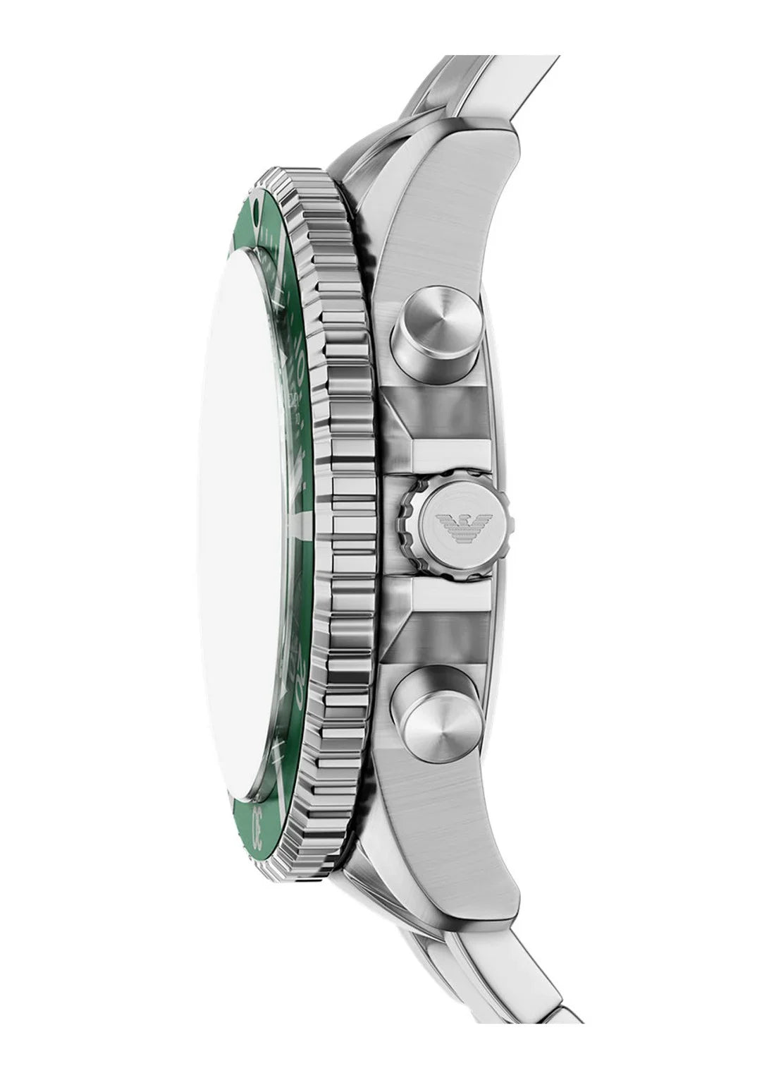 Emporio Armani World Explorer Solar Chronograph Green Dial Silver Steel Strap Watch for Men - AR11741
