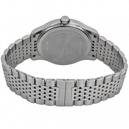 Gucci G Timeless Diamonds Black Dial Silver Steel Strap Watch For Women - YA126408