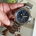 Fossil Bannon Multifunction Blue Dial Silver Steel Strap Watch for Men - BQ2503