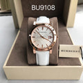 Burberry The City White Dial White Leather Strap Watch for Women - BU9108