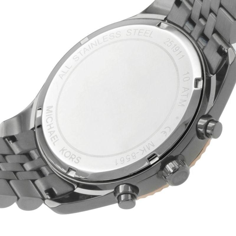 Michael Kors Lexington Chronograph Black Dial Two Tone Steel Strap Watch for Men - MK8561