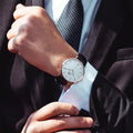 Daniel Wellington Classic Sheffield White Dial Black Leather Strap Watch For Men - DW00100007