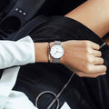 Daniel Wellington Petite Sterling White Dial Silver Mesh Bracelet Watch For Women - DW00100164