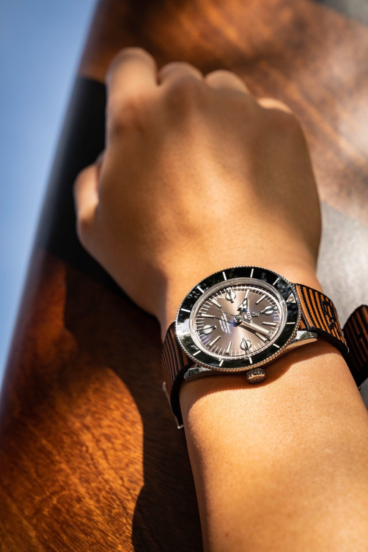 Breitling Superocean Heritage '57 Outerknown Brown Dial Brown NATO Strap Watch for Men - A103703A1Q1W1