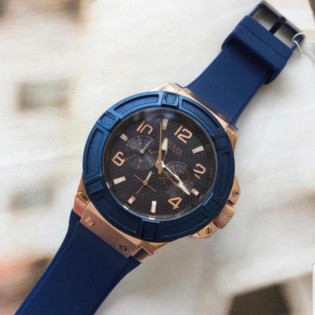 Guess Jet Setter Analog Quartz Blue Dial Blue Rubber Strap Watch For Women - W0571L1