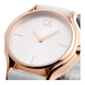 Calvin Klein Skirt White Dial White Leather Strap Watch for Women - K2U236K6