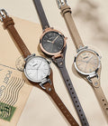 Fossil Georgia Smoke Grey Dial Grey Leather Strap Watch for Women - ES3077