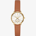 Michael Kors Portia Quartz White Dial Brown Leather Strap Watch For Women - MK2734