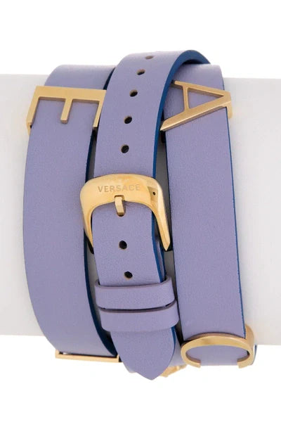 Versace V-Flare Silver Dial Purple Leather Strap Watch for Women - VEBN00318