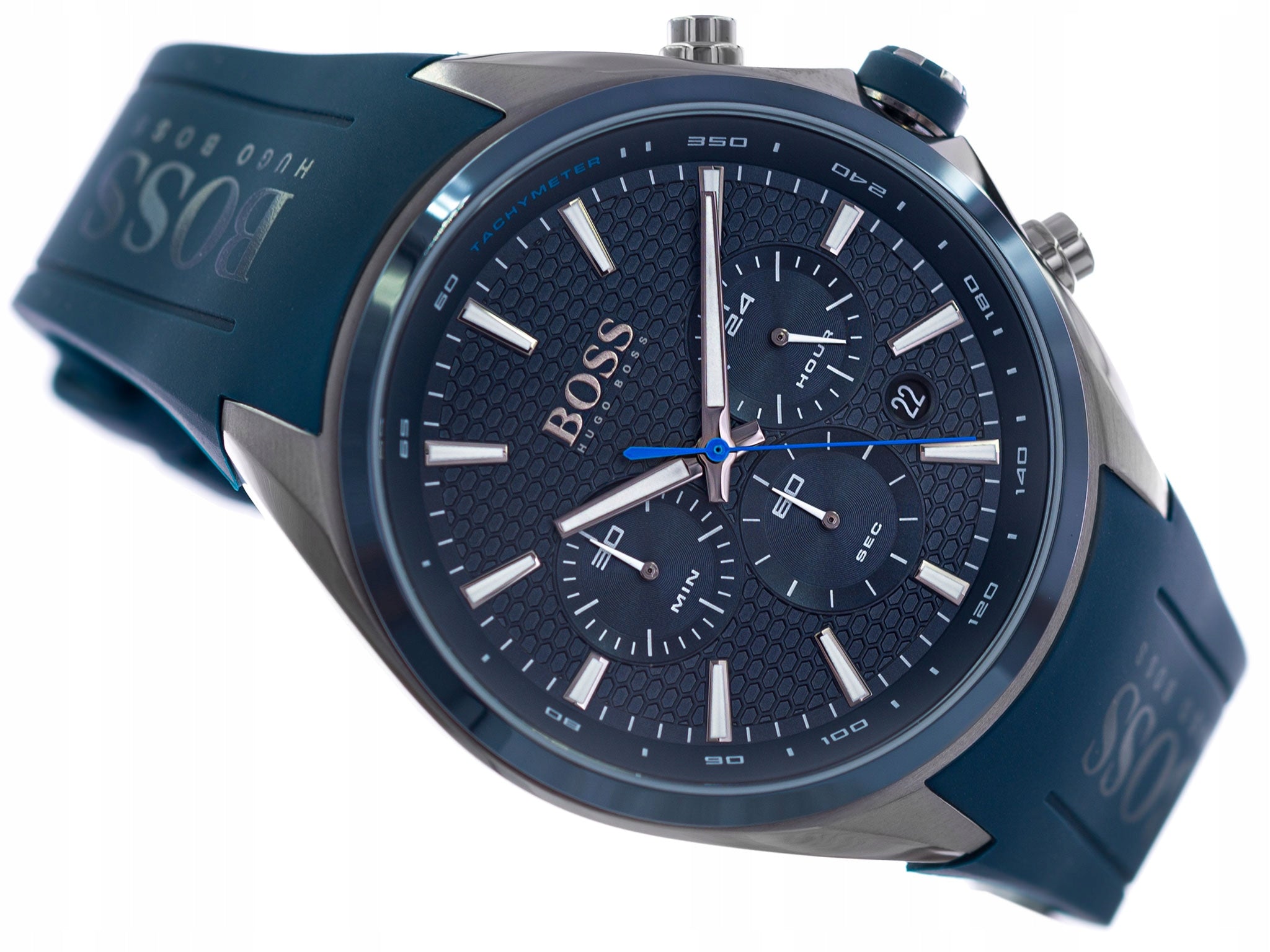 Hugo Boss Distinct Blue Dial Blue Rubber Strap Watch for Men - 1513856