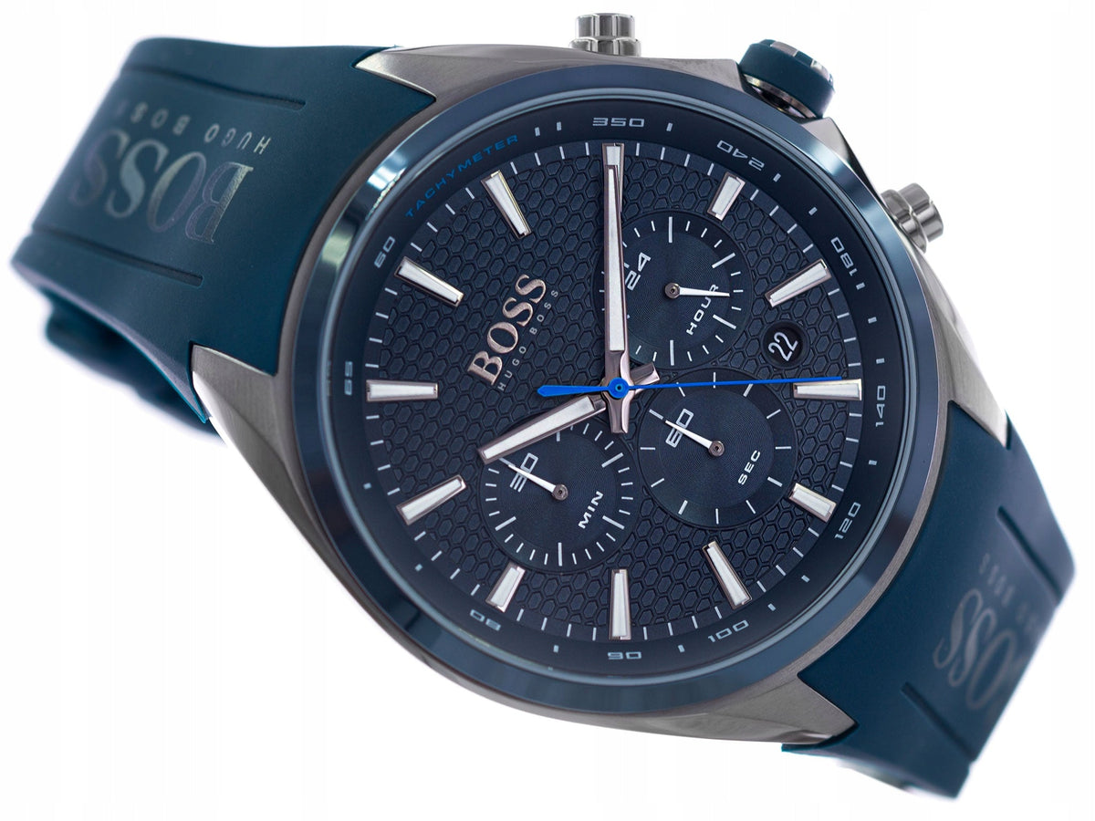 Hugo Boss Distinct Blue Dial Blue Rubber Strap Watch for Men - 1513856