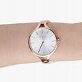 Calvin Klein Graphic Silver Dial Rose Gold Steel Strap Watch for Women - K7E23646