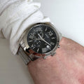 Guess Atlas Chronograph Black Dial Silver Steel Strap Watch For Men - W0668G3