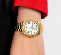 Guess Luna White Dial Gold Steel Strap Watch for Women - GW0308L2