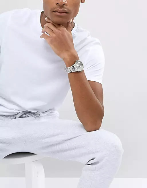Emporio Armani Classic Quartz Silver Dial Silver Steel Strap Watch For Men - AR2478