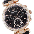 Swarovski Era Journey Chronograph Black Dial Black Leather Strap Watch for Women - 5295320