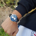 Hugo Boss Jet Blue Dial Black Leather Strap Watch for Men - 1513283
