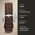 Fossil Neutra Chronograph White Dial Brown Leather Strap Watch for Men - FS6022