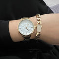 Michael Kors Addyson Three-Hand White Dial Gold Steel Strap Watch for Women - MK4712