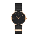 Daniel Wellington Classic Petite Cornwall Black Dial Black NATO Strap Watch For Women - DW00100215