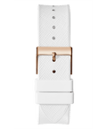 Guess Raven Diamonds Rose Gold Dial White Silicone Strap Watch for Women - GW0105L3