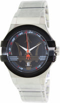 Maserati Potenza Black Dial Silver Steel Strap Watch For Men - R8853108001