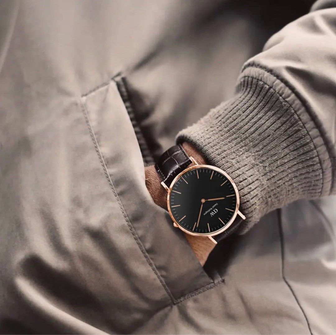 Daniel Wellington Classic York Black Dial Brown Leather Strap Watch For Women - DW00100140