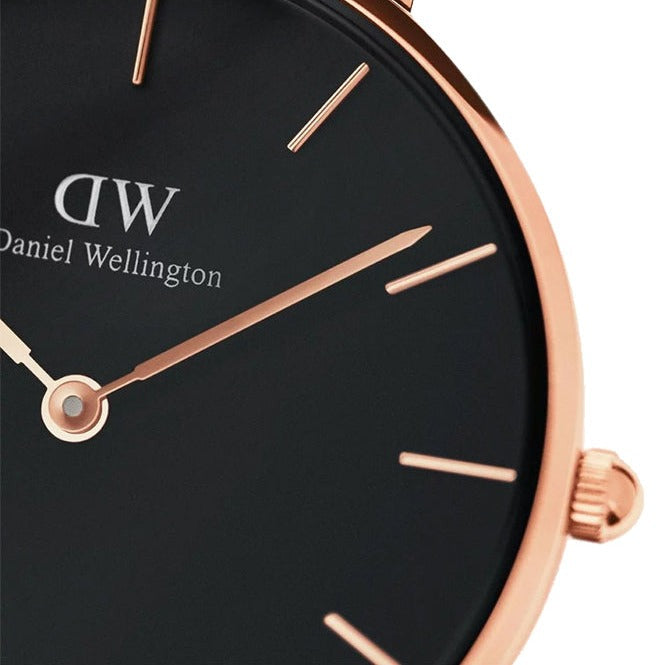 Daniel Wellington Classic Petite Cornwall Black Dial Black NATO Strap Watch For Women - DW00100215