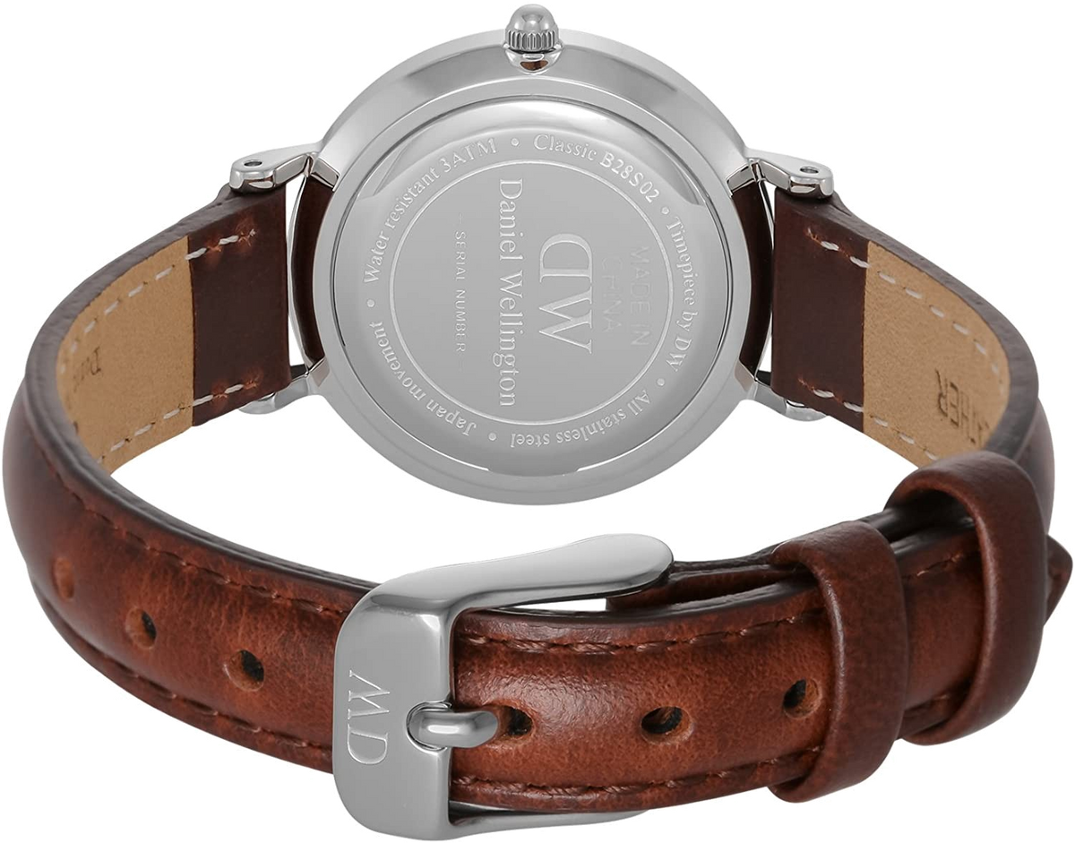 Daniel Wellington Petite White Dial Brown Leather Strap Watch For Women - DW00100243
