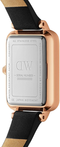 Daniel Wellington Quadro Sheffield Black Dial Black Leather Strap Watch For Women - DW00100435
