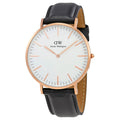 Daniel Wellington Petite Reading White Dial Black Leather Strap Watch For Women - DW00100173