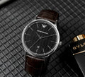 Emporio Armani Renato Quartz Black Dial Brown Leather Strap Watch For Men - AR11187
