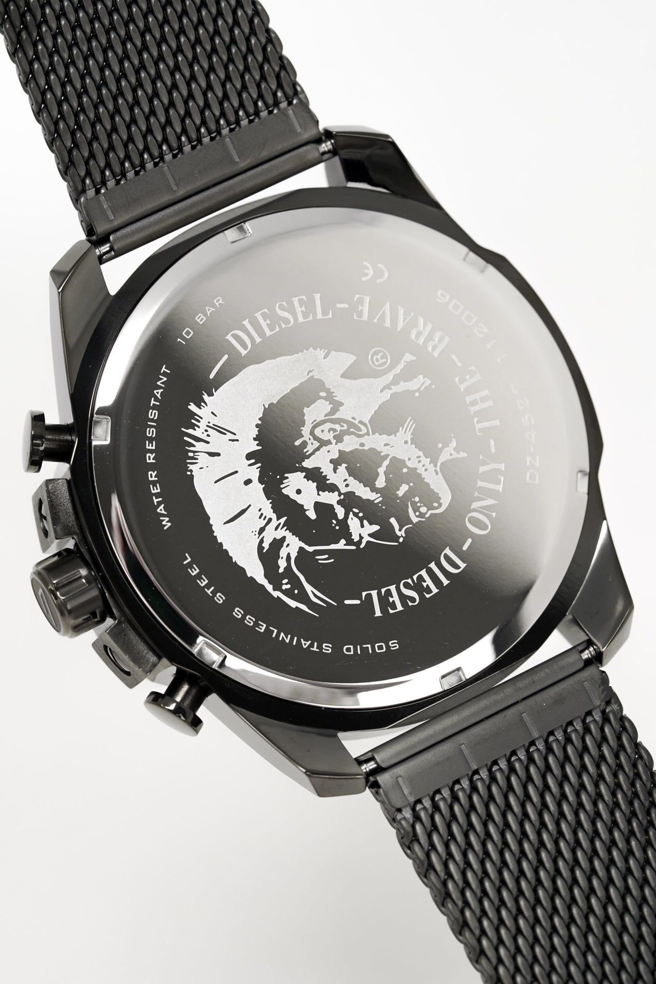 Diesel Mega Chief Chronograph Black Dial Black Mesh Strap Watch For Men - DZ4527