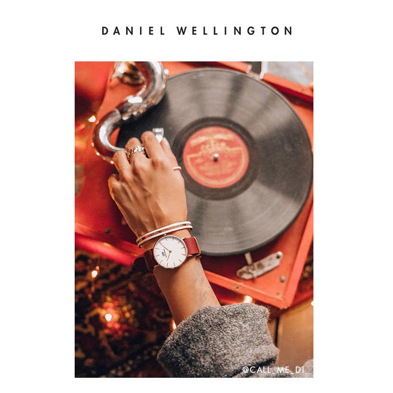 Daniel Wellington Roselyn 3A Petite White Dial Red NATO Strap Watch For Women - DW00100293