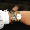 Calvin Klein Snake Silver Dial Yellow Gold Steel Strap Watch For Women - K6E23546