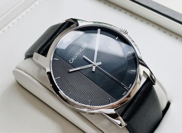 Calvin Klein City Quartz Black Dial Black Leather Strap Watch for Men - K2G2G1C1